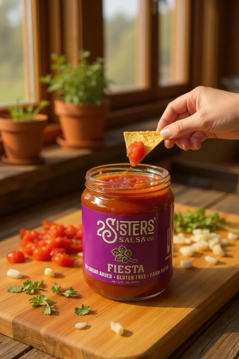 2 Sisters' Salsa –Fiesta  Clean Label, No Sugar Added – 16 oz