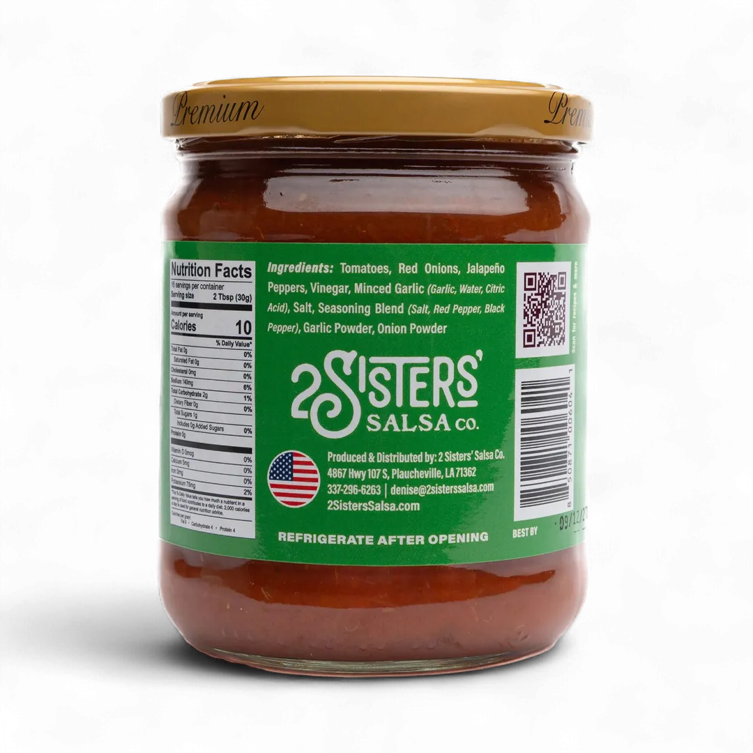 2 Sisters' Salsa Jalapeno – Clean Label, No Sugar Added – 16 oz