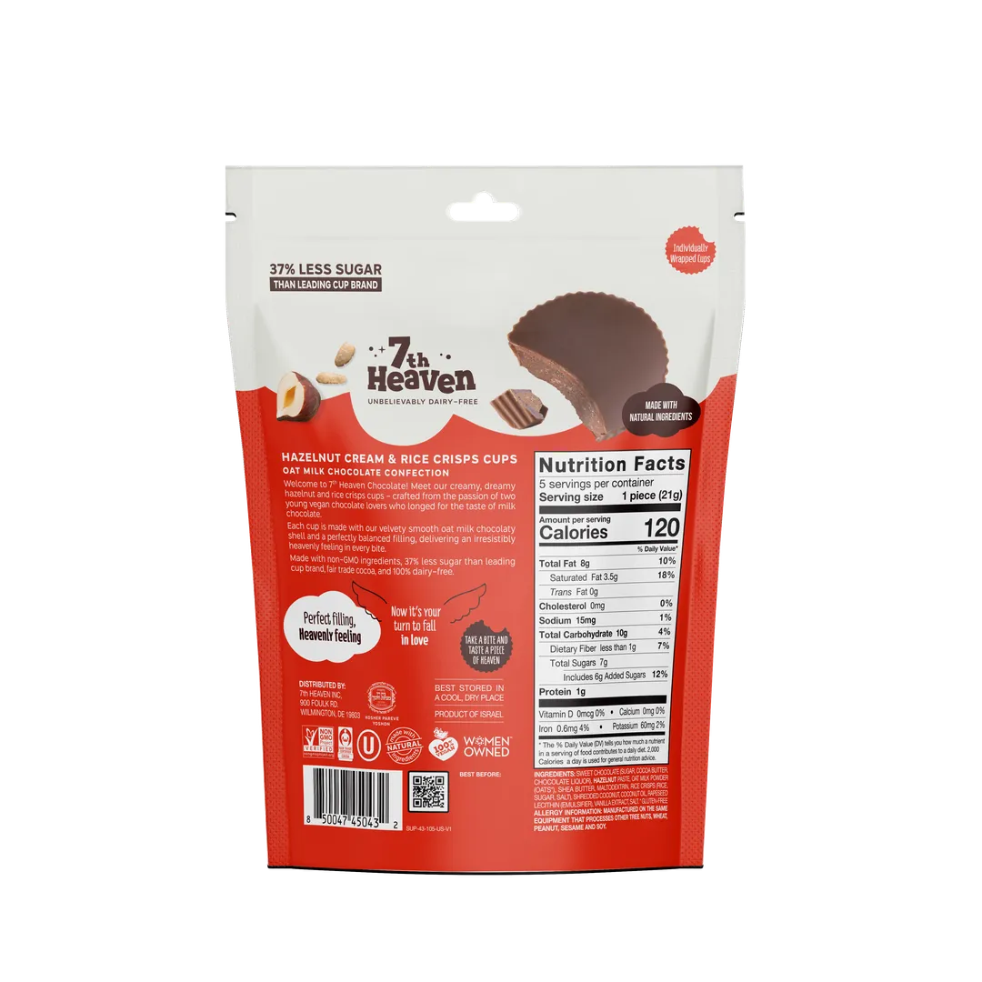 Hazelnut Cream & Rice Crisps Cups Pouch - Oat Milk Chocolate Confection