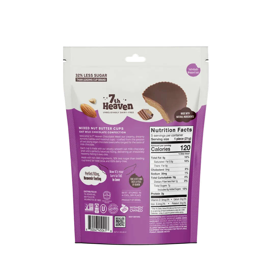 Mixed Nut Butter Cups Pouch - Oat Milk Chocolate Confection