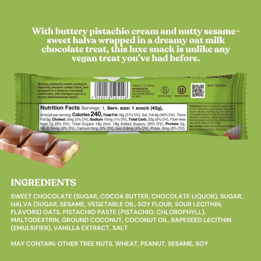 Pistachio & Halva Cream - Oat Milk Chocolate Confection