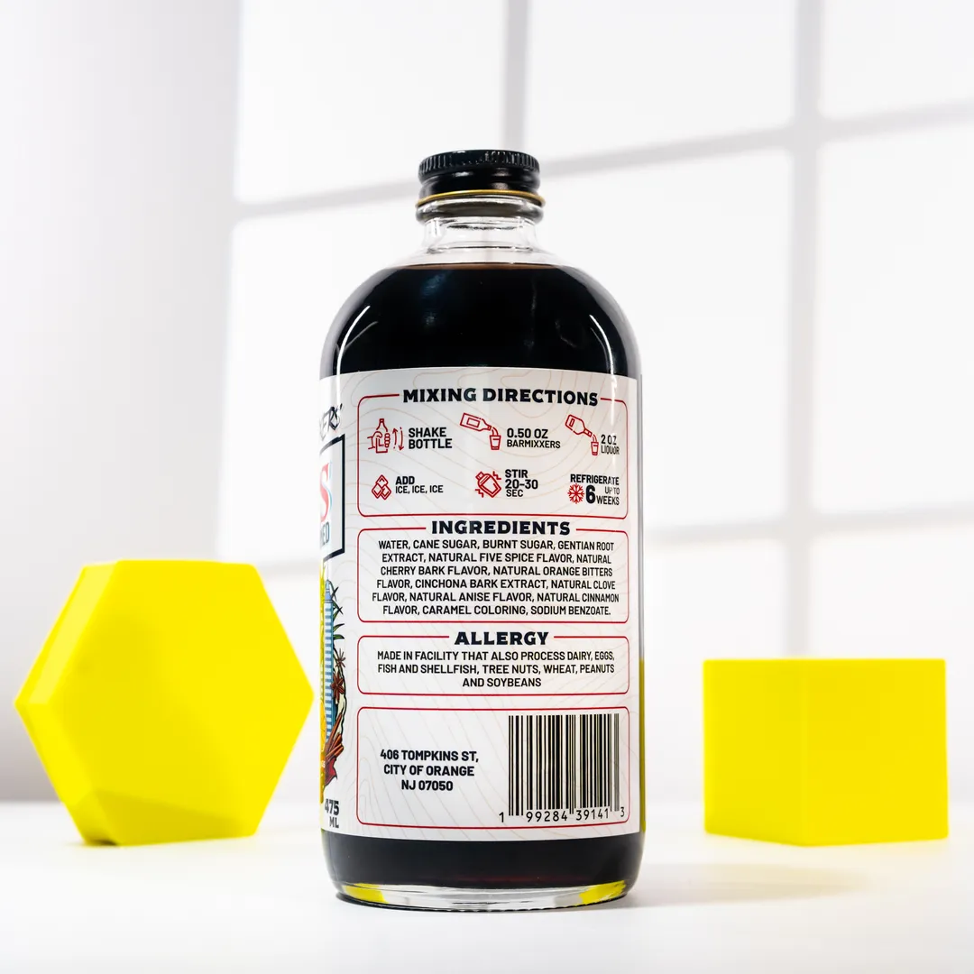 BarMixxers Premium Zero-Proof Dad’s Old Fashioned Mixer (16oz Glass Bottle) - 32-Serving Artisan Concentrate with Aromatic Bitters & Demerara