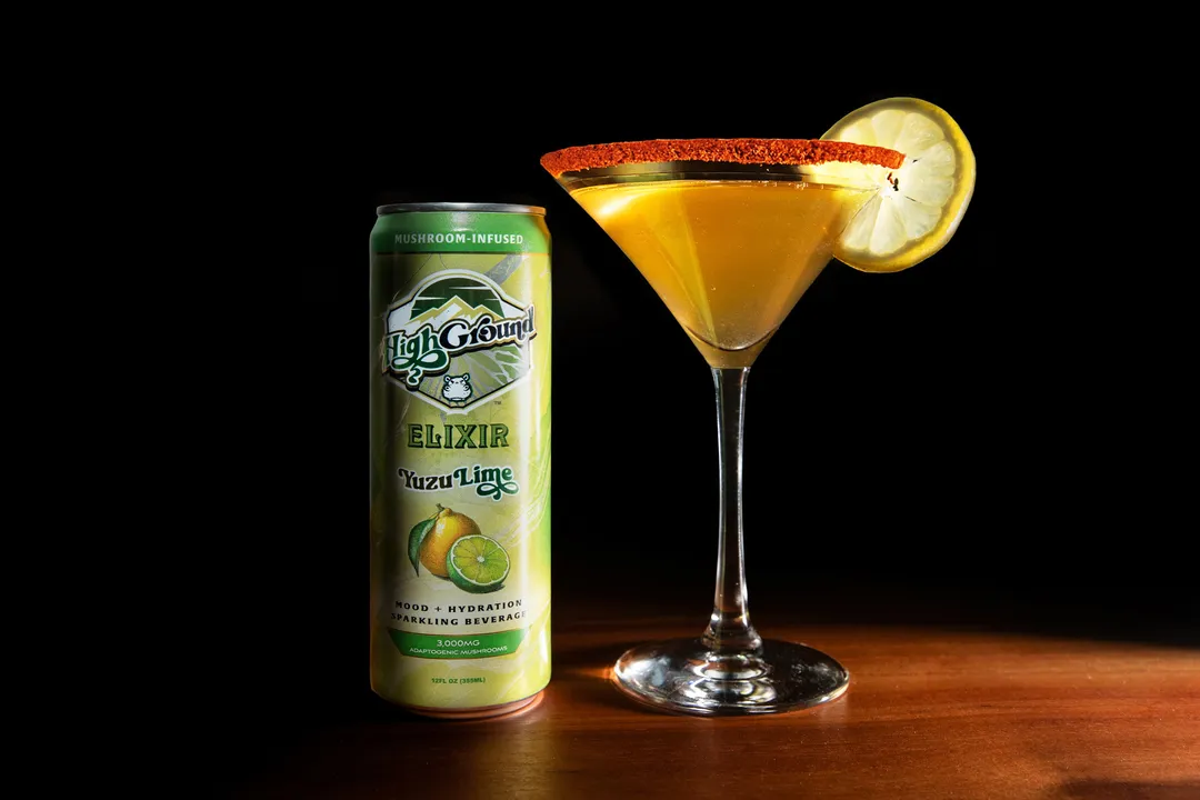 High Ground Elixir All Natural Mushroom Seltzer - Yuzu Lime 12oz