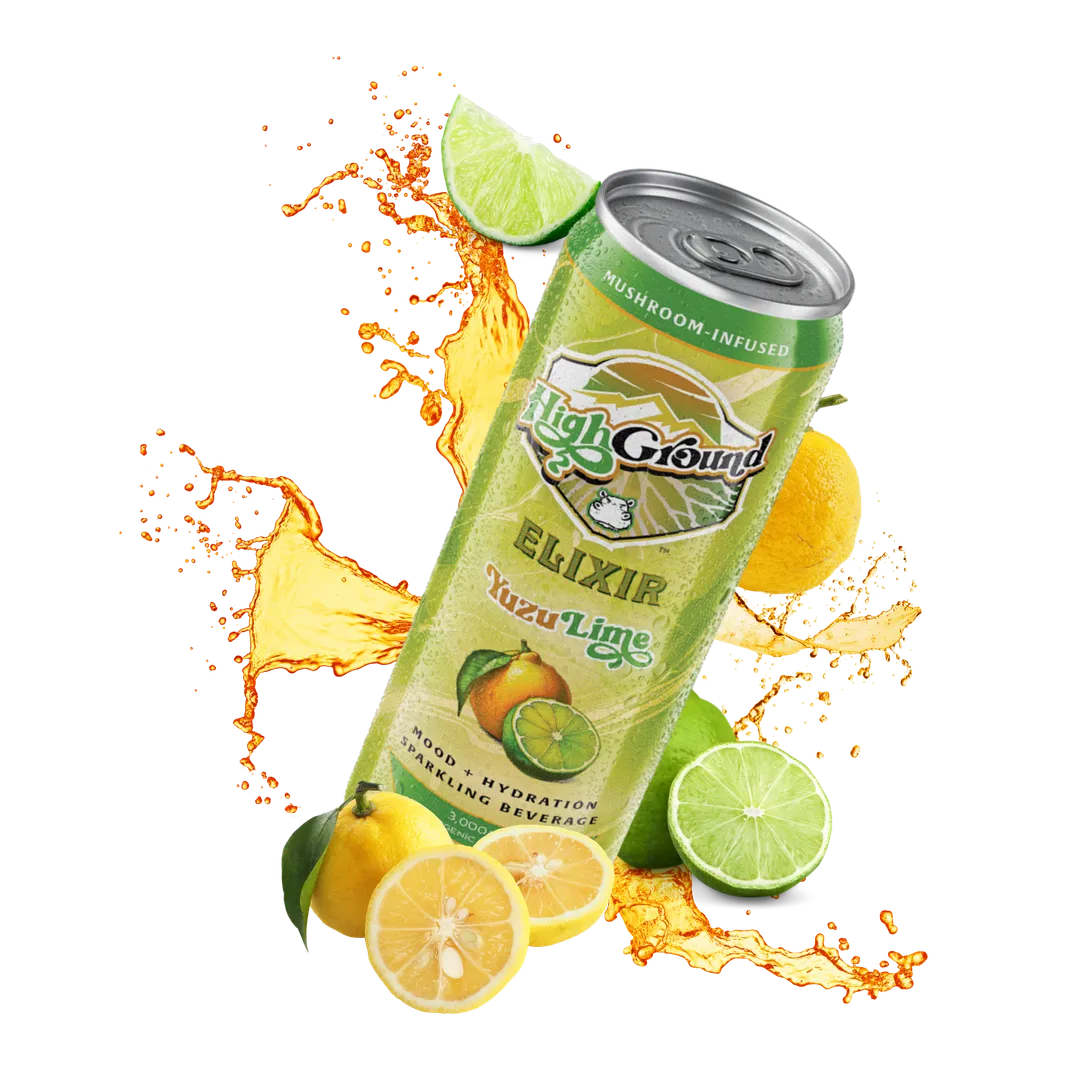 High Ground Elixir All Natural Mushroom Seltzer - Yuzu Lime 12oz