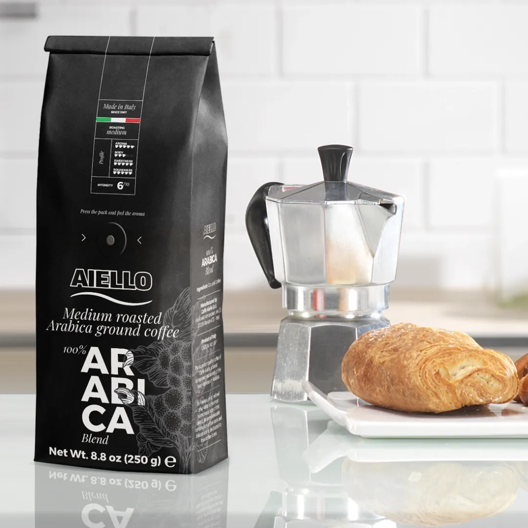 Aiello Caffe Arabica Italian Espresso -Fine Ground- 8.8 oz