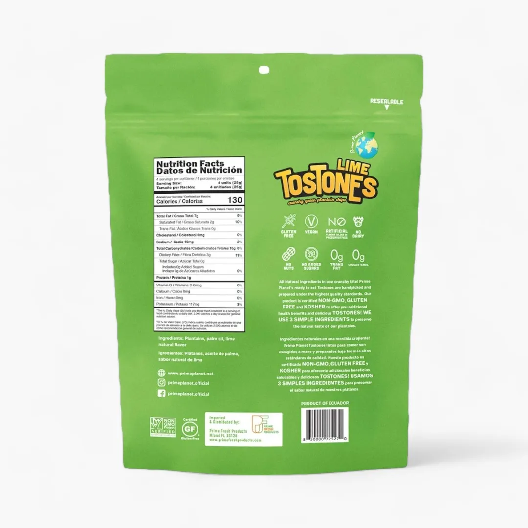 Prime Planet Tostones Green Plantains Lime Flavor