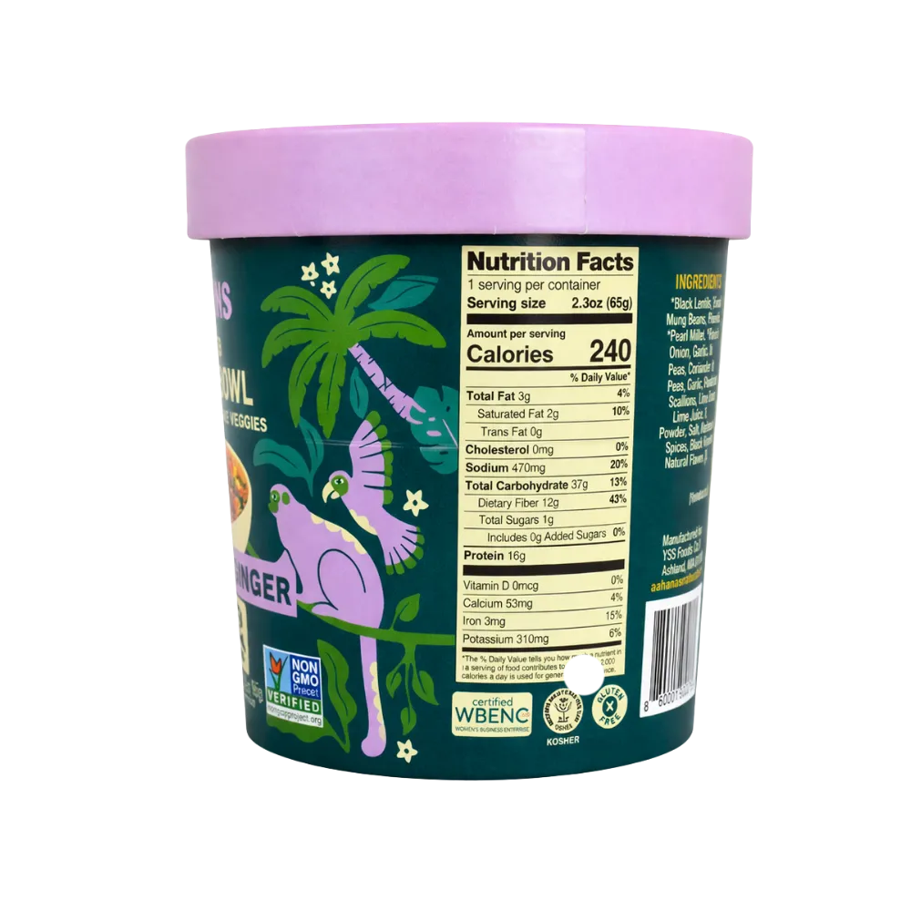 Aahana’s Sprouted Power Bowl - Coconut & Ginger Gluten‑Free | High Protein | High Fiber | Oil‑Free | Sugar‑Free | Vegan | Plant‑Based | Shelf‑Stable | Ready‑to‑Eat (6 Pack)