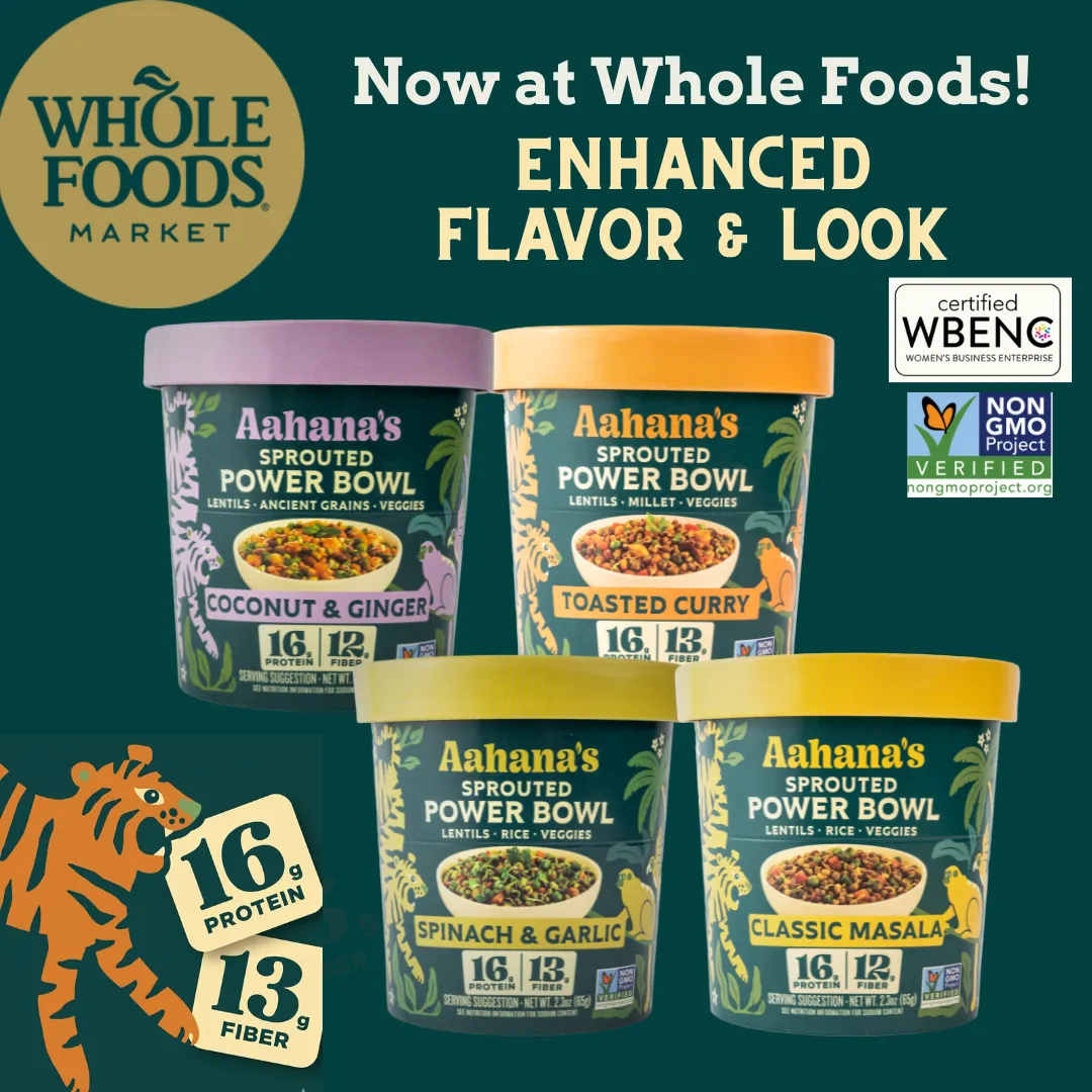 Aahana’s Sprouted Power Bowl - Coconut & Ginger Gluten‑Free | High Protein | High Fiber | Oil‑Free | Sugar‑Free | Vegan | Plant‑Based | Shelf‑Stable | Ready‑to‑Eat (6 Pack)