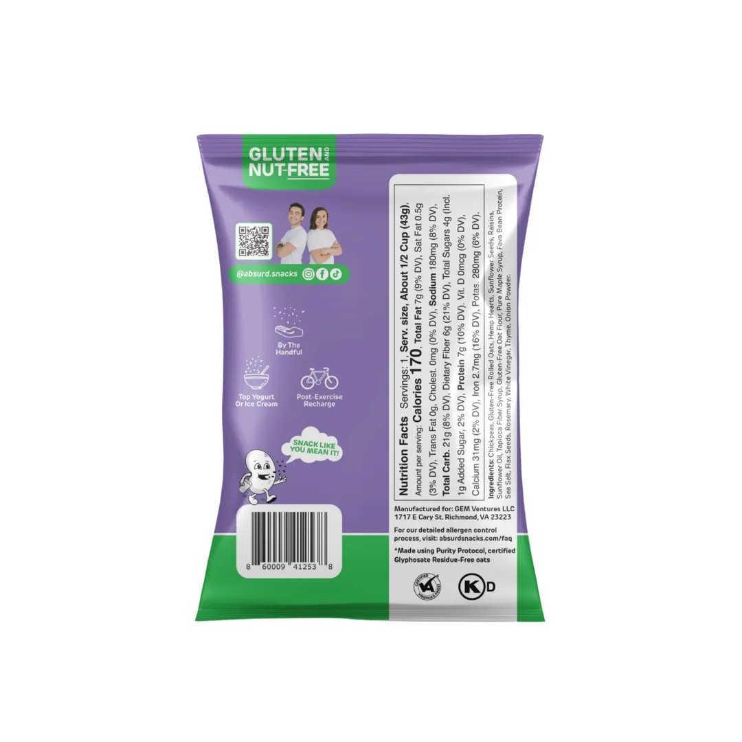 Chickpea & Granola Crunch Mix - Rosemary Sea Salt - Single Serve