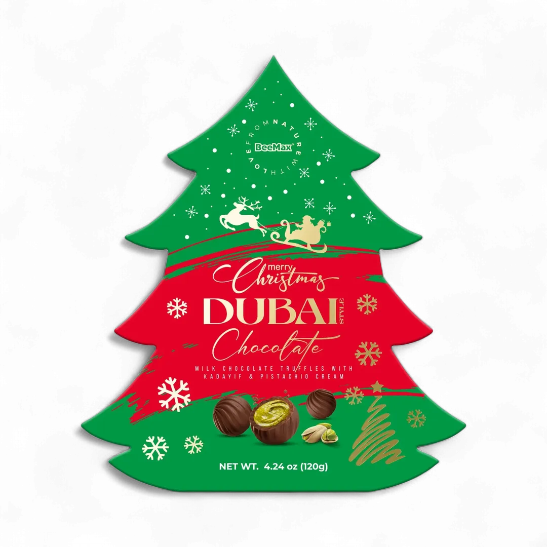 Beemax Dubai Chocolate Truffle Tree Box - Christmas 4.24oz