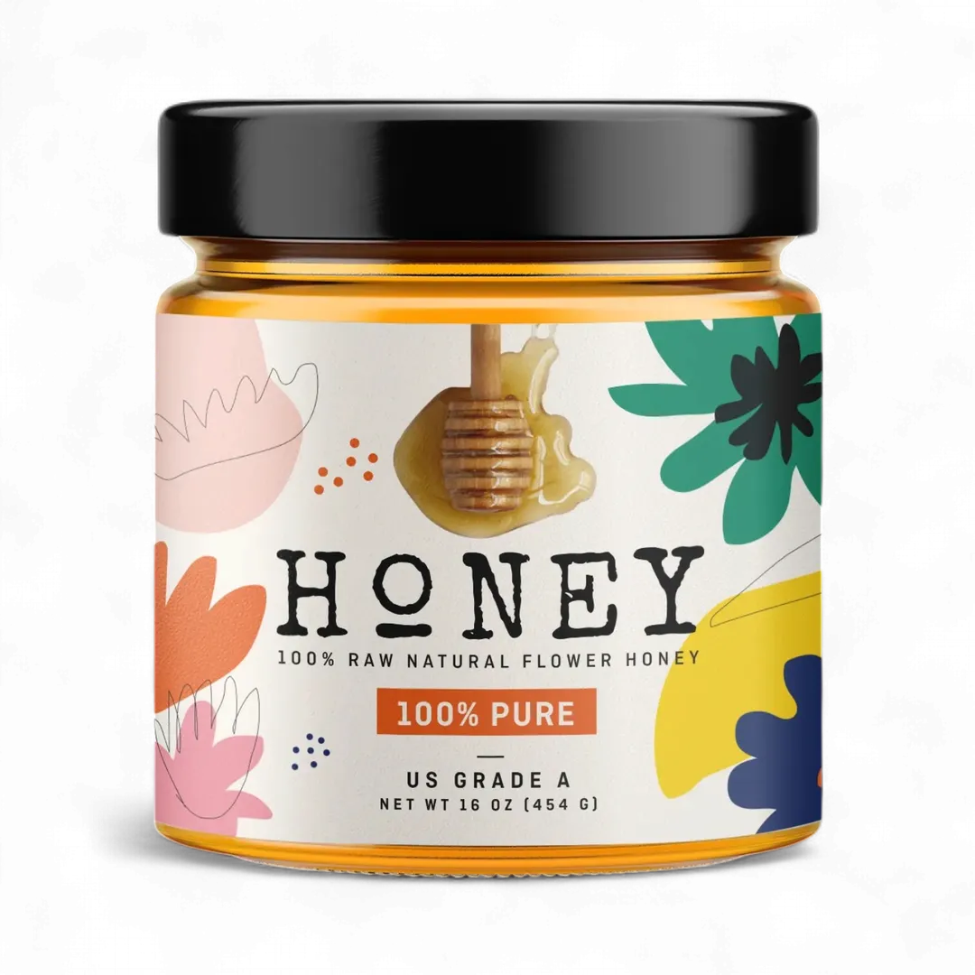 Beemax Honey 16oz Glass Jar Design#1