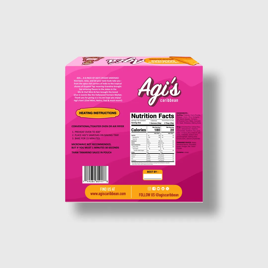 Agi’s Veggie/Vegan Samosa 6 Pack Case