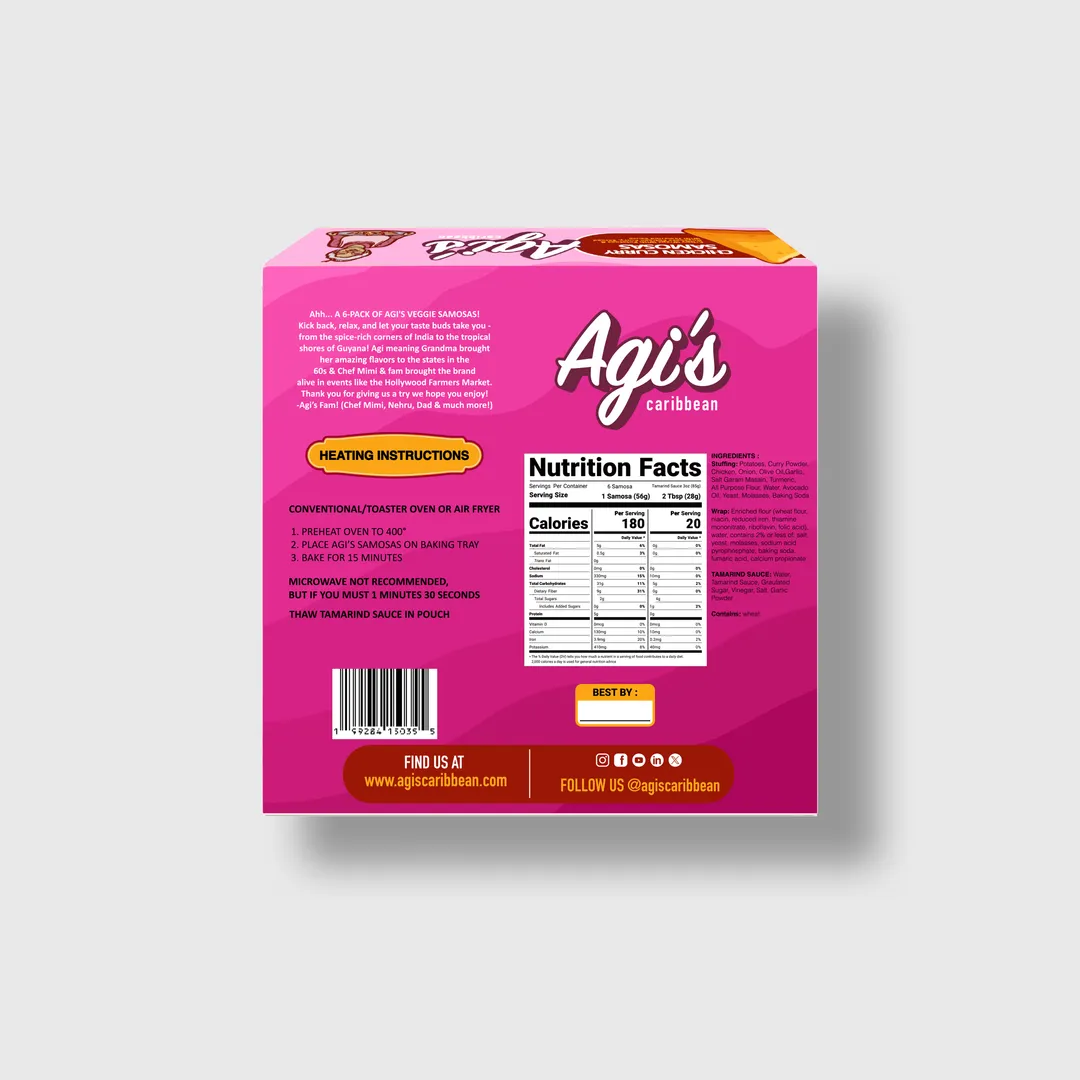 Agi’s Chicken Curry Samosa 6 Pack Case