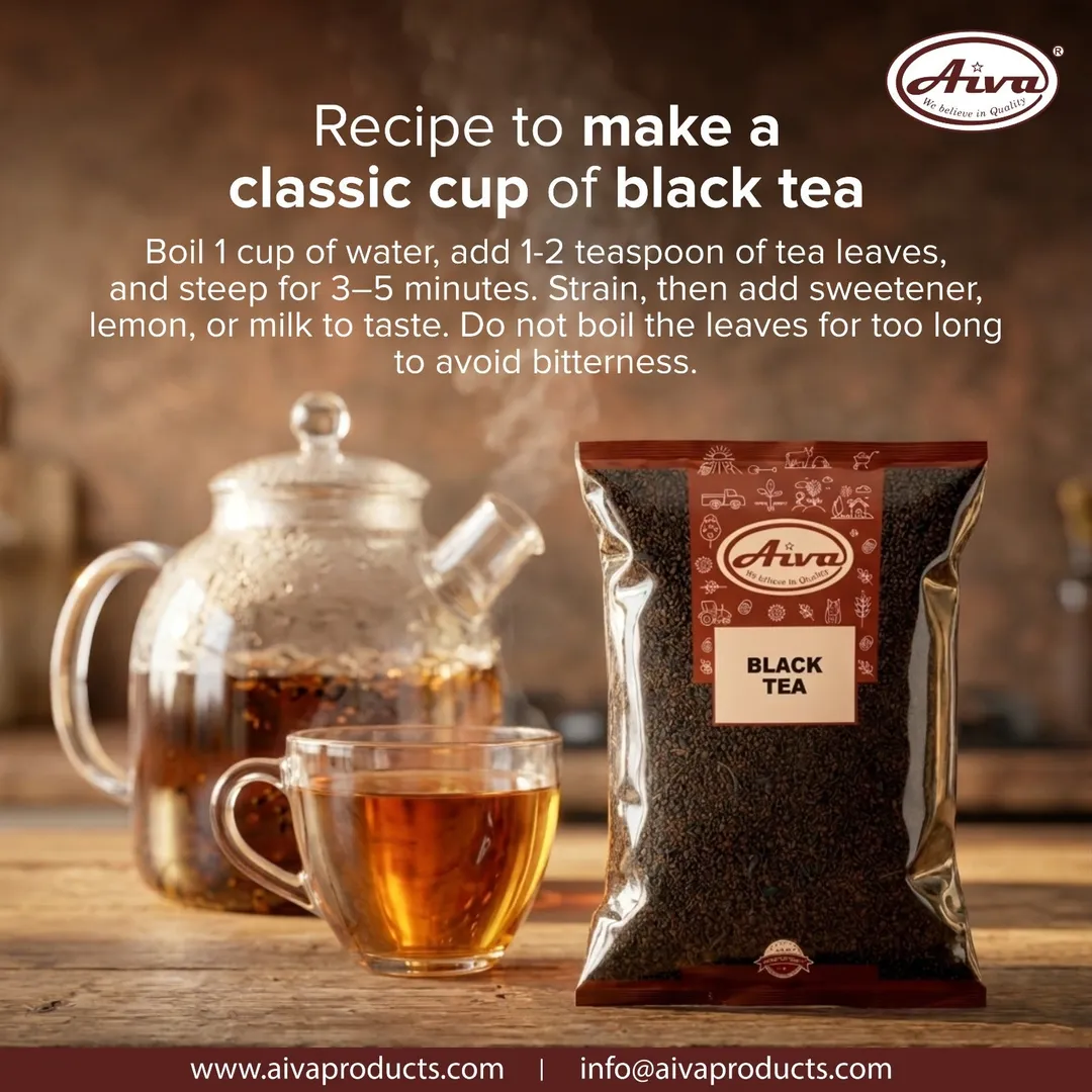 Aiva Black Tea Loose Leaf | Indian Chai Tea | Strong Brew Tea Leaves | Hot & Iced Tea Beverage | Daily Use Tea