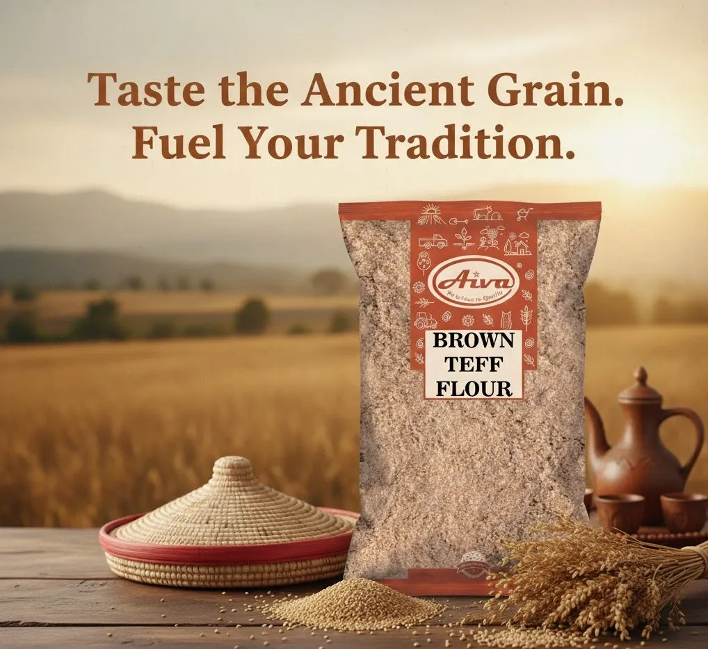 Aiva Brown Teff Flour – Whole Grain Ancient Baking Flour for Bread, Pancakes, Wraps, Muffins & More