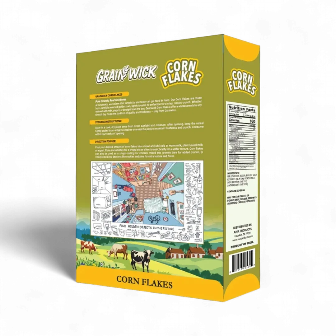 Aiva Corn Flakes Cereal Box – Classic Crunchy Golden Breakfast Flakes | Breakfast Cereal | Wheats Breakfast Cereal