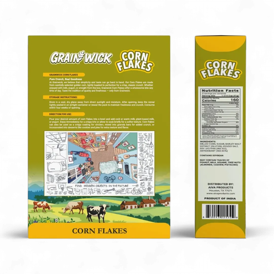 Aiva Corn Flakes Cereal Box – Classic Crunchy Golden Breakfast Flakes | Breakfast Cereal | Wheats Breakfast Cereal