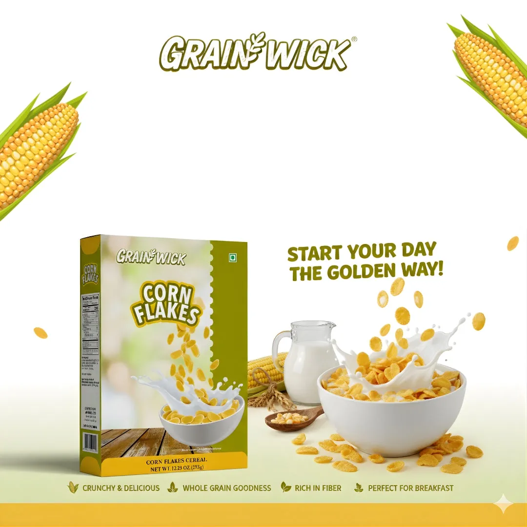 Aiva Corn Flakes Cereal Box – Classic Crunchy Golden Breakfast Flakes | Breakfast Cereal | Wheats Breakfast Cereal