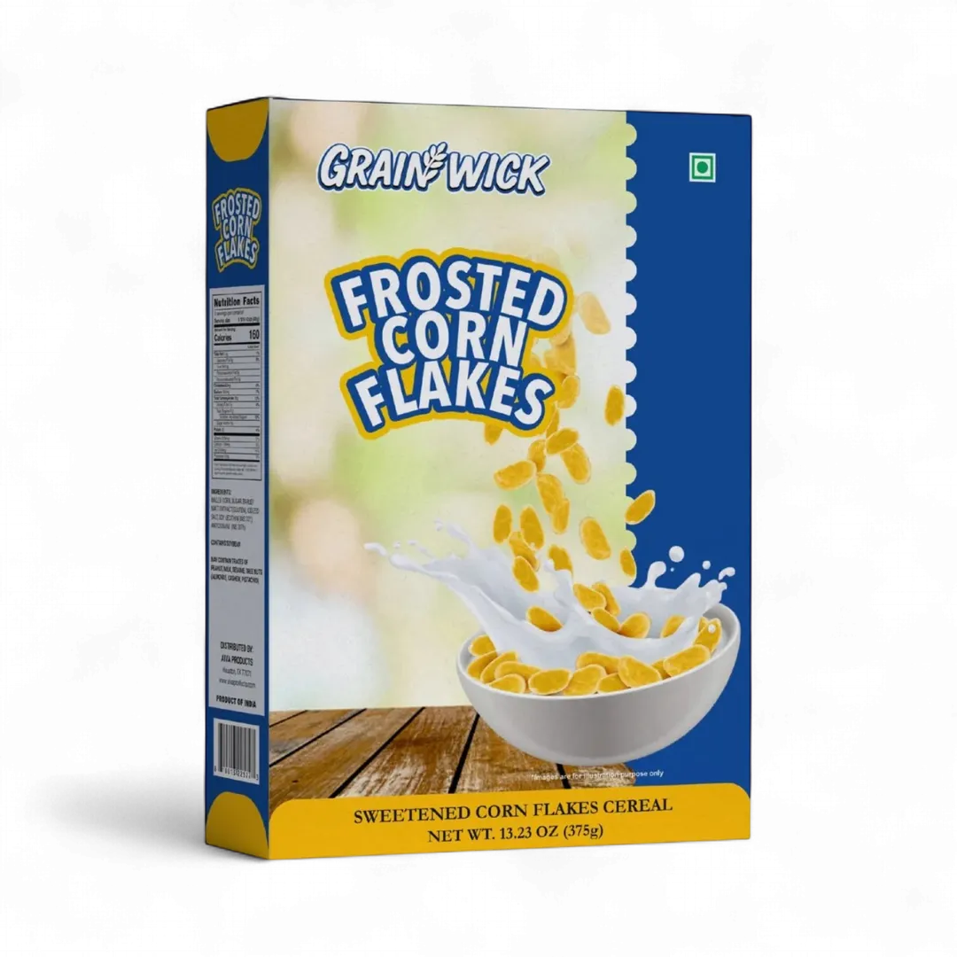 Aiva Frosted Corn Flakes Cereal – Crunchy Sweetened Breakfast Flakes | Family Snacking | Morning Meals | Protein Cereal | Kids Snacks