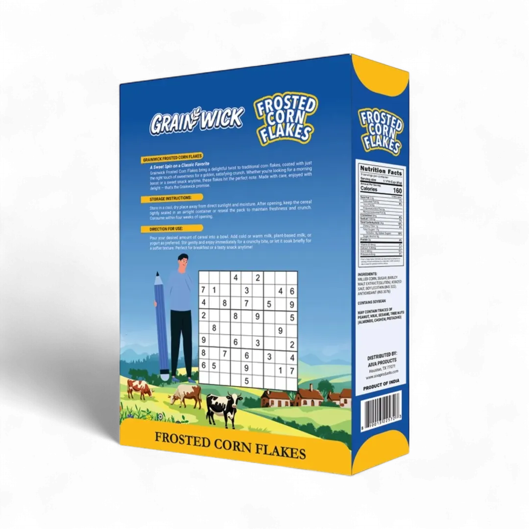 Aiva Frosted Corn Flakes Cereal – Crunchy Sweetened Breakfast Flakes | Family Snacking | Morning Meals | Protein Cereal | Kids Snacks