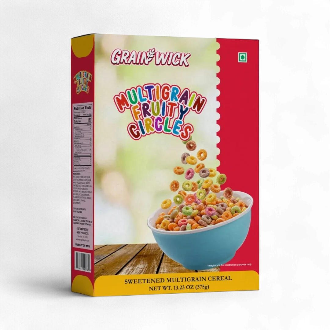 Aiva Fruity Fruities Loops Breakfast Cereal – Colorful Crunchy Breakfast Ring