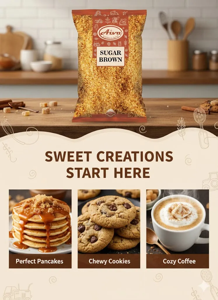 Aiva Sugar Brown – Premium Light Brown Sugar for Baking, Cooking & Desserts