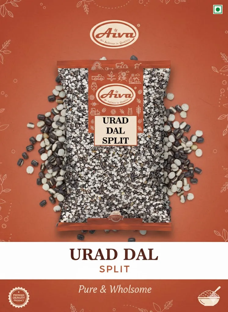Aiva Urad Split Black Gram (Urad Dal with skin) – Premium Loose Split Black Gram for Cooking, Indian & South Asian Cuisine Use