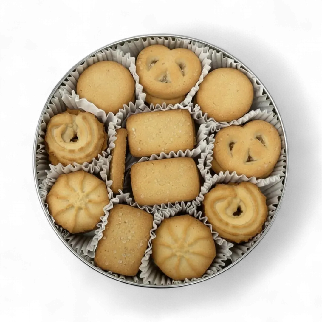Assorted Butter Cookies Tin, Holiday Cookie, Gift Tin, Traditional Danish Fiesta Holiday Cookie Gift Basket