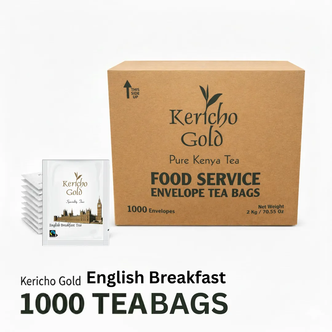 Kericho English Breakfast Black Tea Individually Wrapped Bags, 1000 tea bags for Food Service