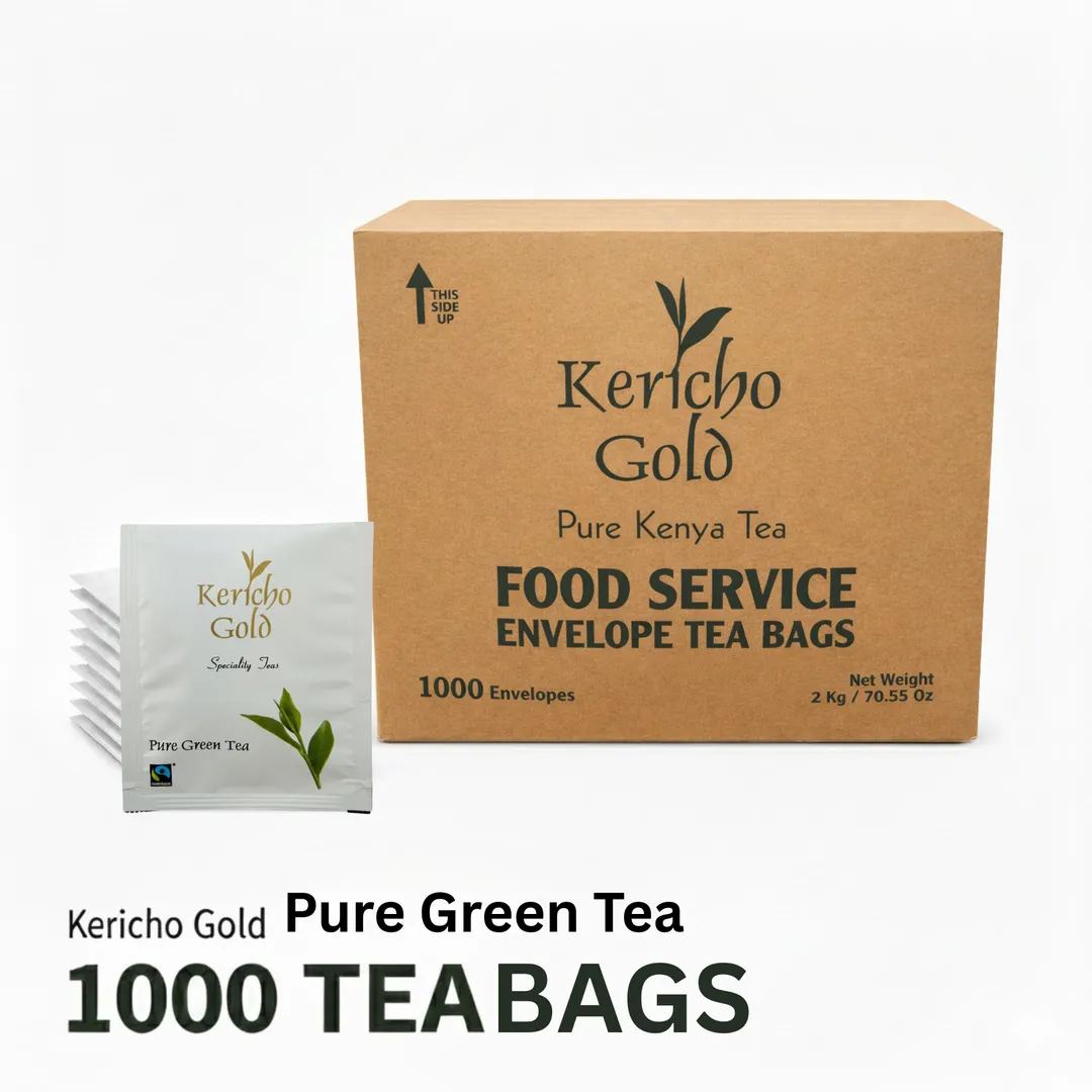 Kericho Pure Green Tea bags  Individually Wrapped Bags, 1000 tea bags for Food Service