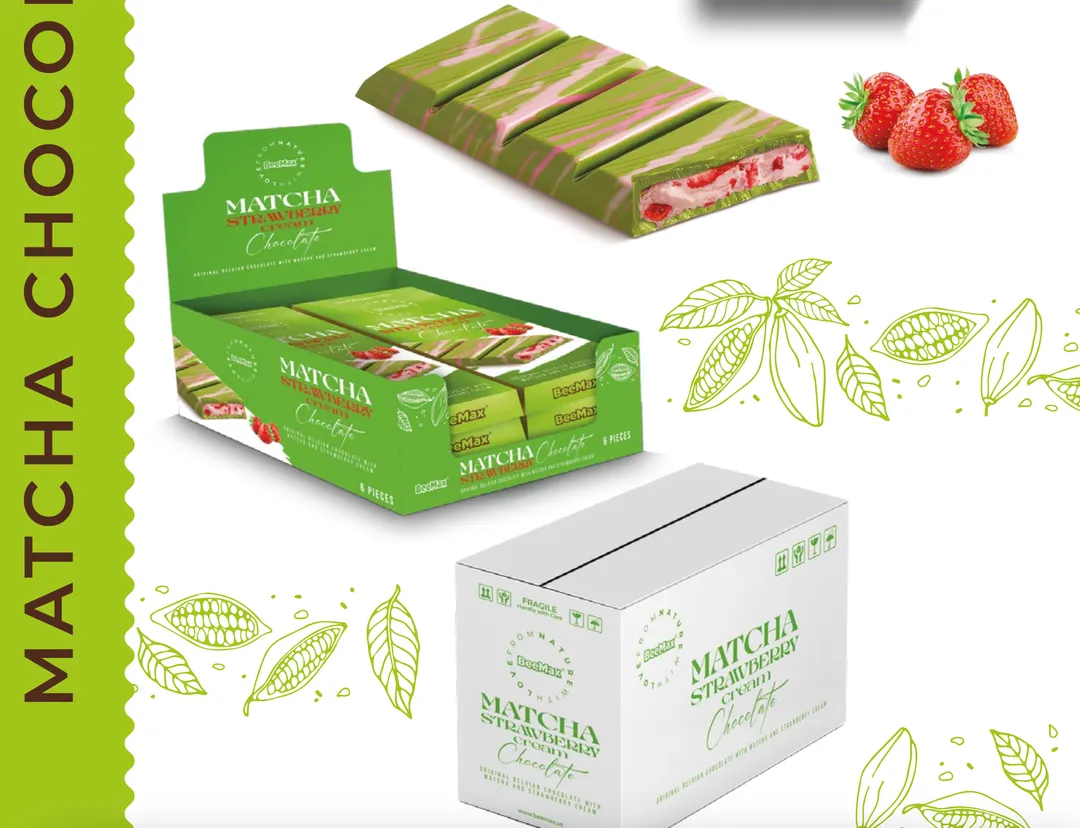 Beemax Matcha Chocolate Strawberry Cream Bar 3.36oz