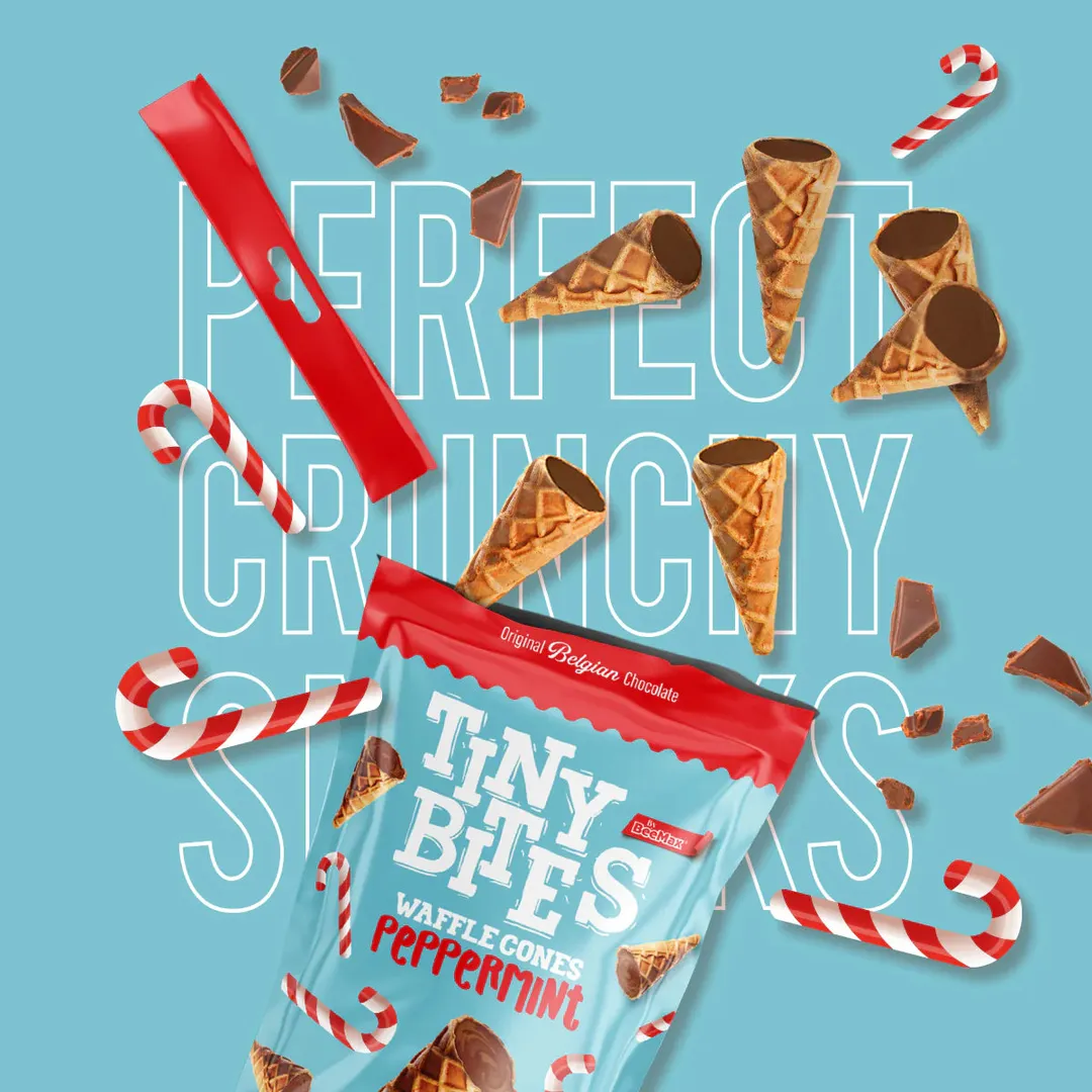 Tiny Bites Mini Waffle Cones Filled with Peppermint 4.24oz