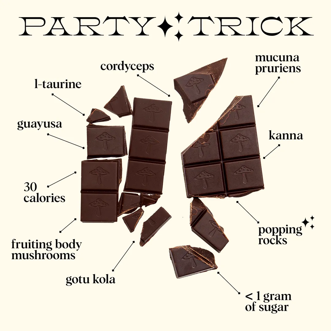 Party Trick Singles — mushroom chocolate supplement for mood 