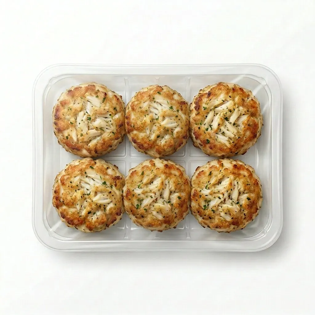 Crab Cakes, cooked 3.5 oz, 6 Pack Tray / 6 per / 1 case