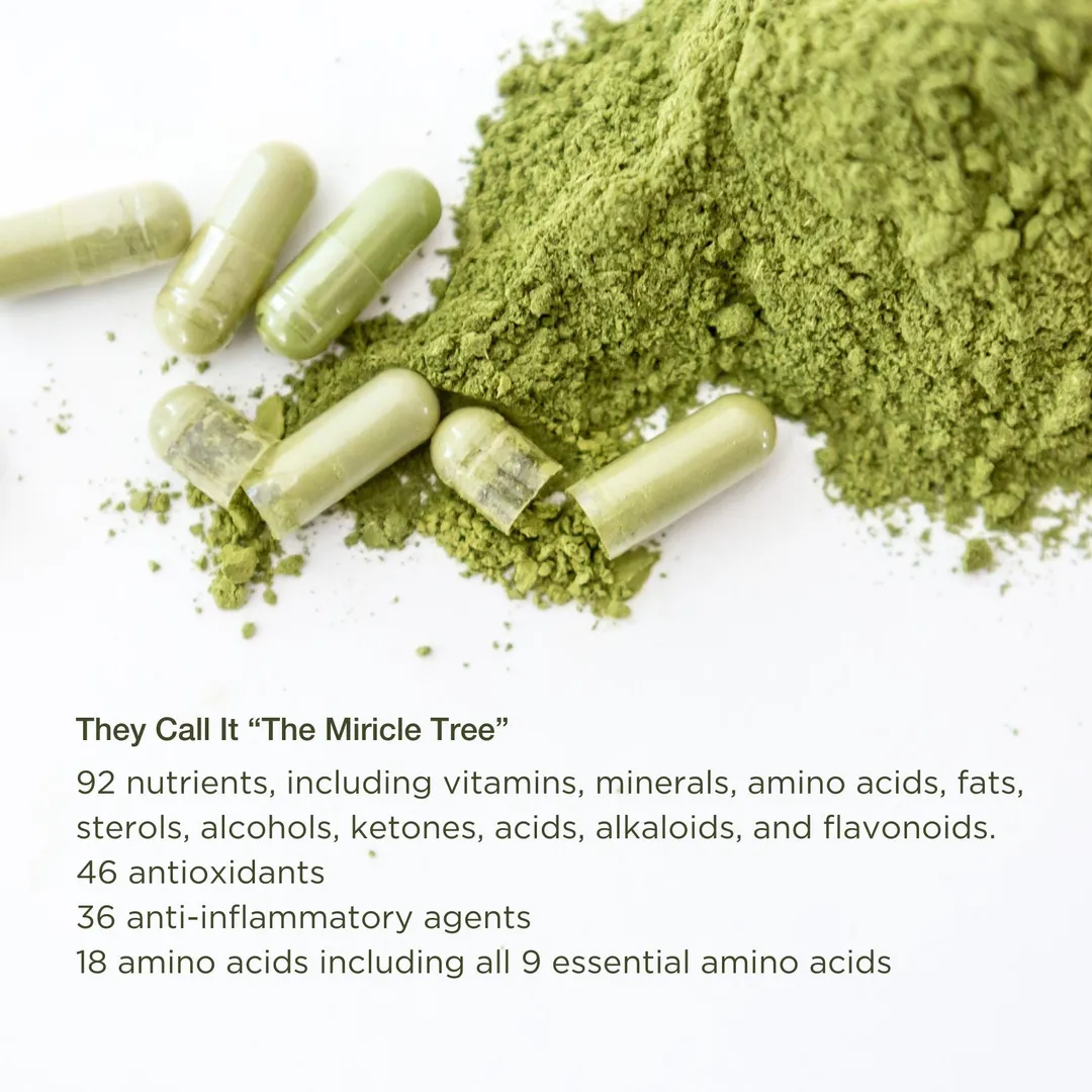 Organic Moringa Capsules, Pure Moringa Leaf, 120 Count in Glass Jar
