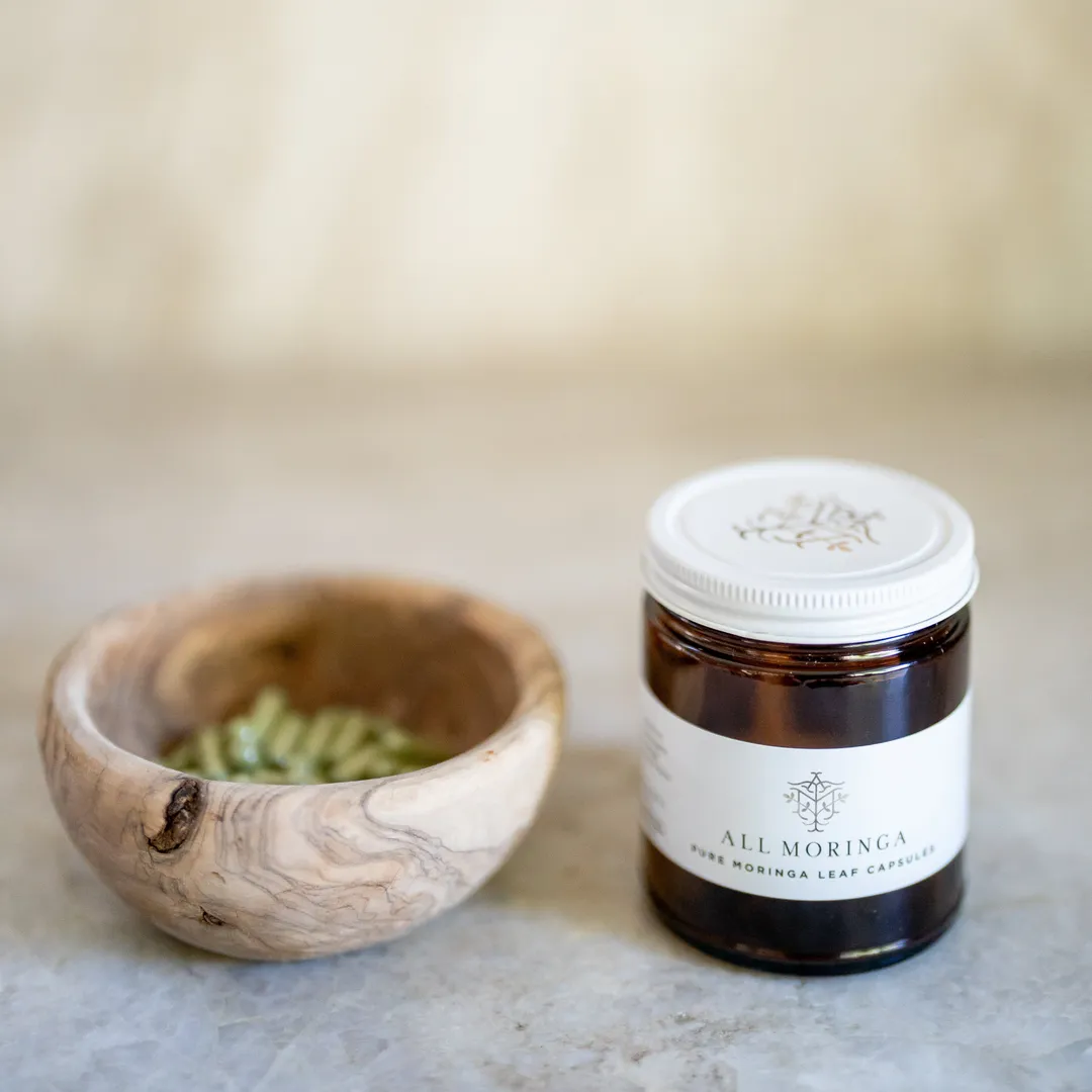 Organic Moringa Capsules, Pure Moringa Leaf, 120 Count in Glass Jar