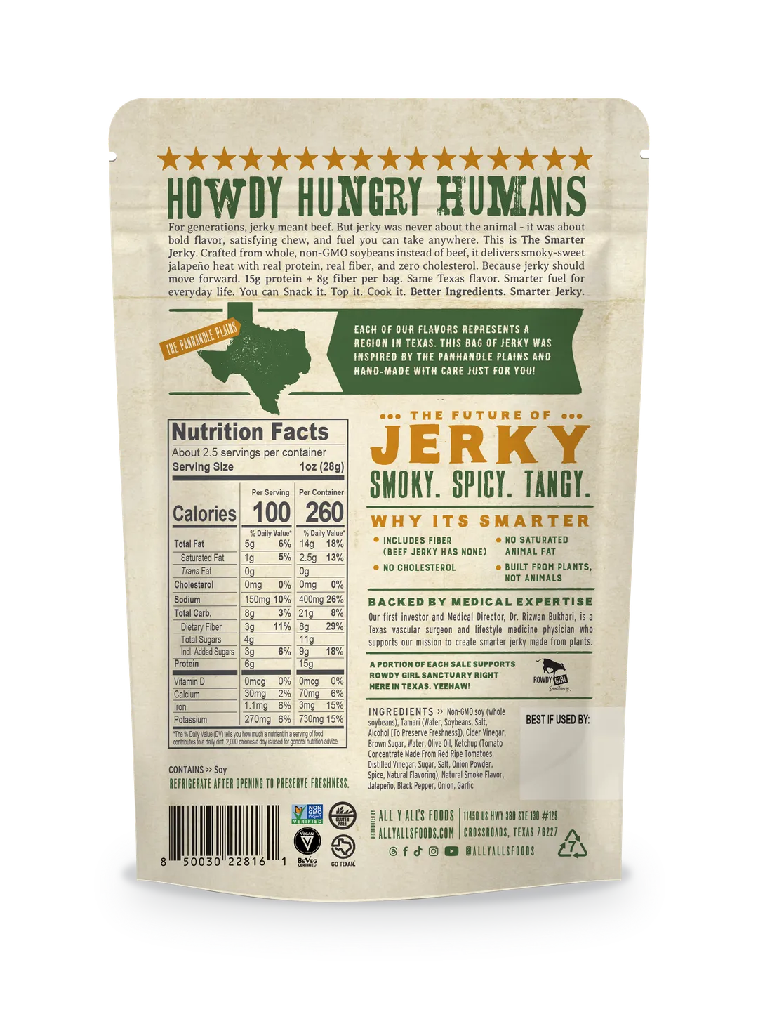 Jalapeño BBQ Plant Protein Jerky – Spicy | Case of 6 (2.69 oz) bags- Loose Packed