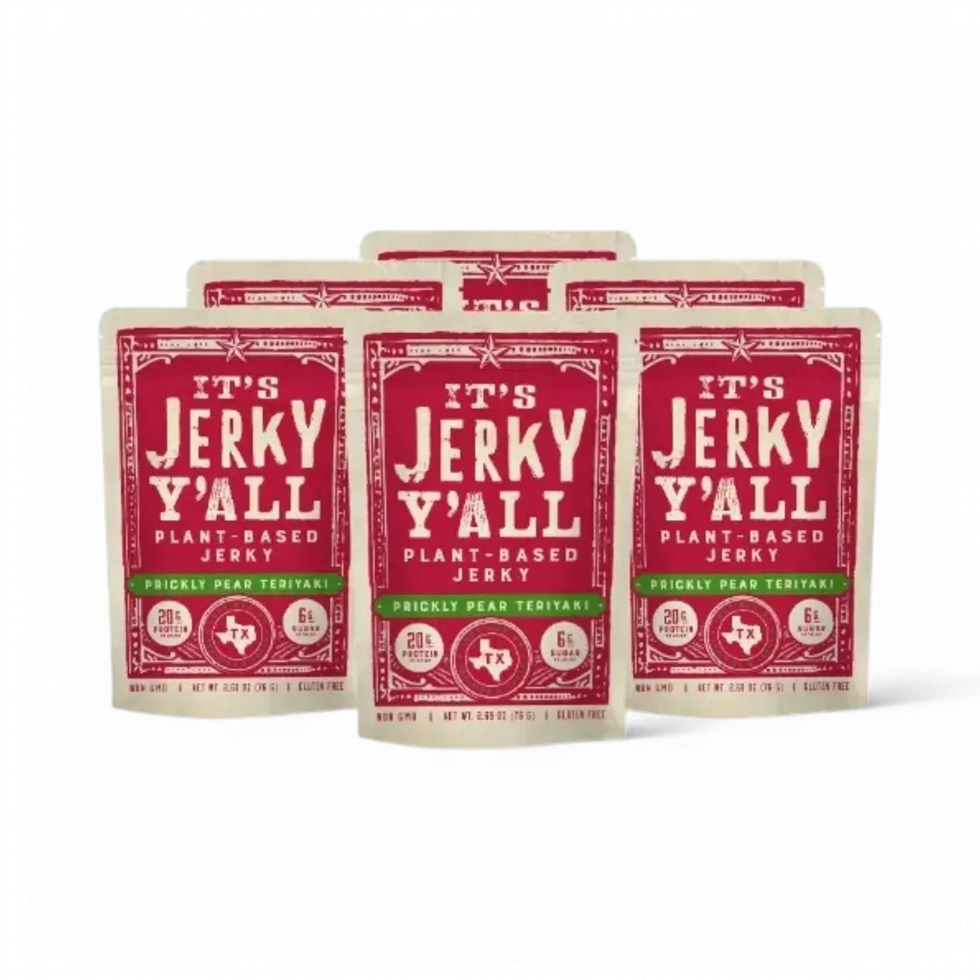 All Y’alls Foods – Prickly Pear Teriyaki Plant Protein Jerky (2.69 oz) 6-PACK- Loose Packed