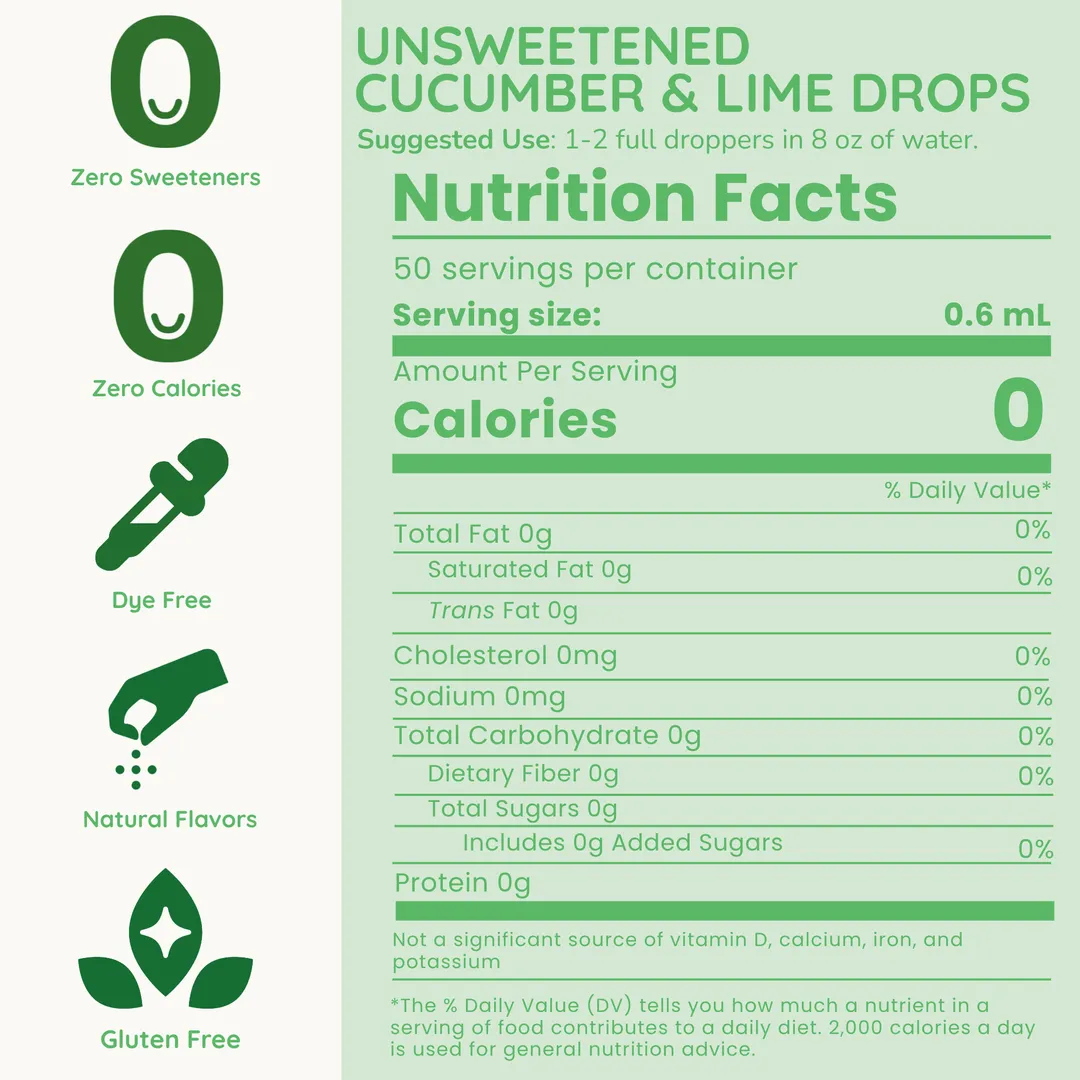 UNSWEETENED Cucumber & Lime Water Enhancer Drops