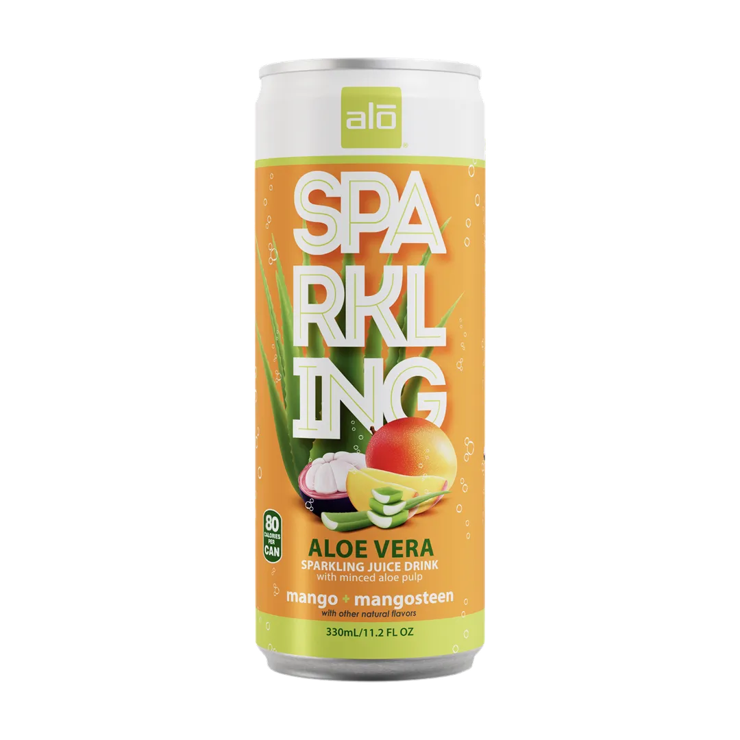 ALO Sparkling Mango & Mangosteen Carbonated Aloe Vera Juice Drink | 330ml Pack of 12