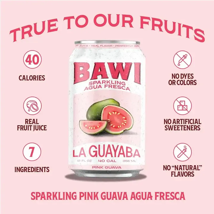 BAWI Sparkling Agua Fresca - Pink Guava - 12 oz / 12 cans