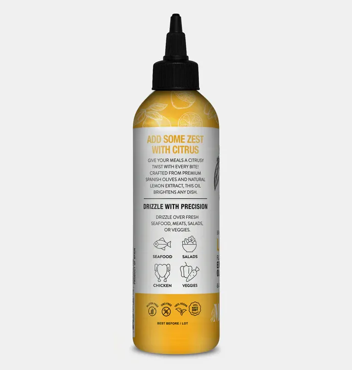 Mazara Squeezable Spanish Lemon-Infused Organic Extra-Virgin Olive Oil – 250 ml