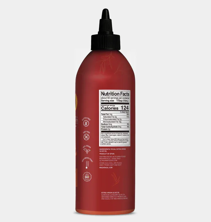 Mazara Squeezable Spanish Cooking and Sautéing Organic Olive Oil - 750ml
