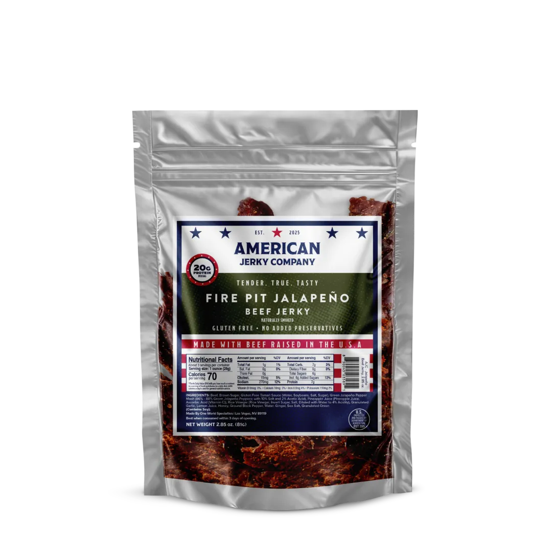 American Jerky Company – 2.85oz Fire Pit Jalapeño Beef Jerky