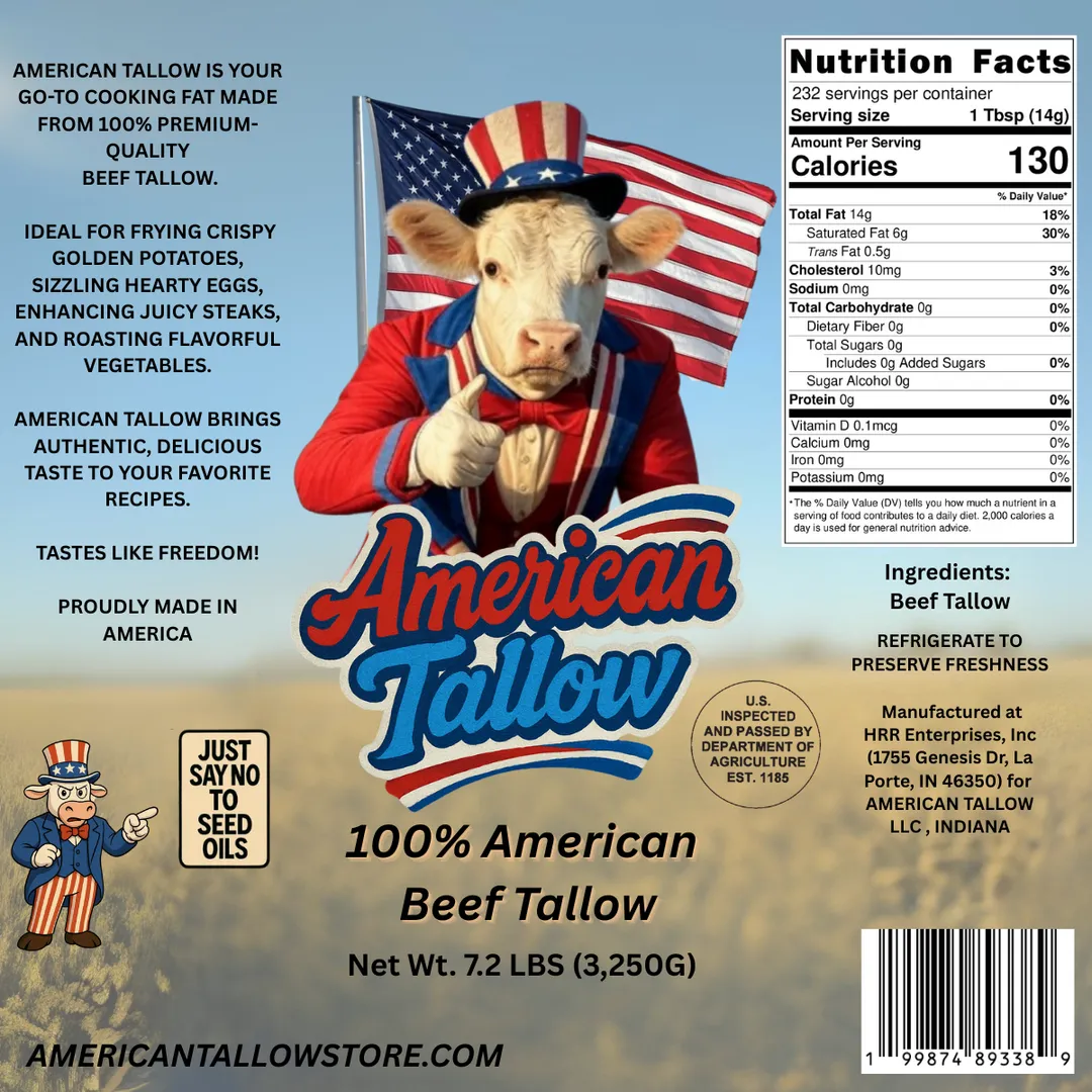 American Tallow 100% Pure Beef Tallow, 7.2 lbs