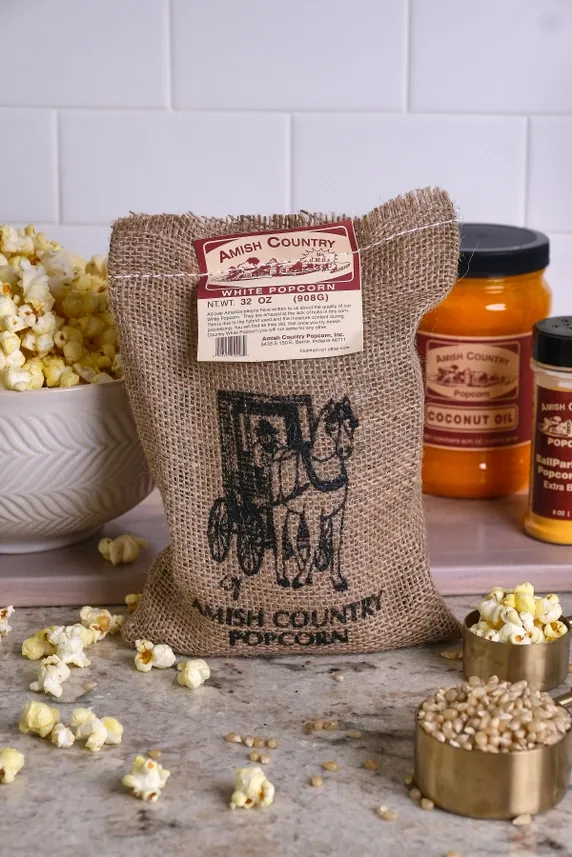 2lb Burlap Bag of Medium White Popcorn