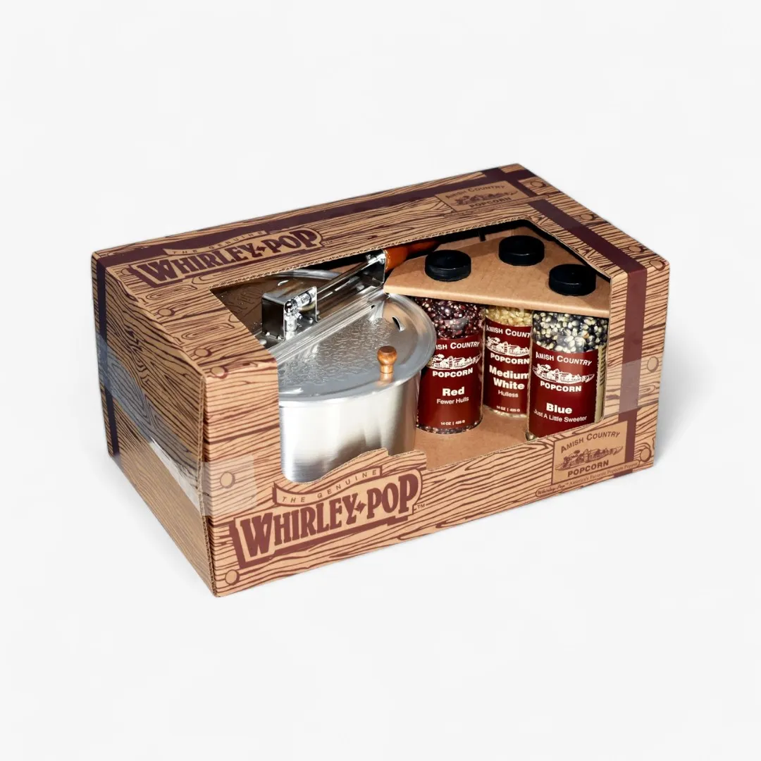 Whirley Pop Gift Set w/ 14oz Bottles of Popcorn