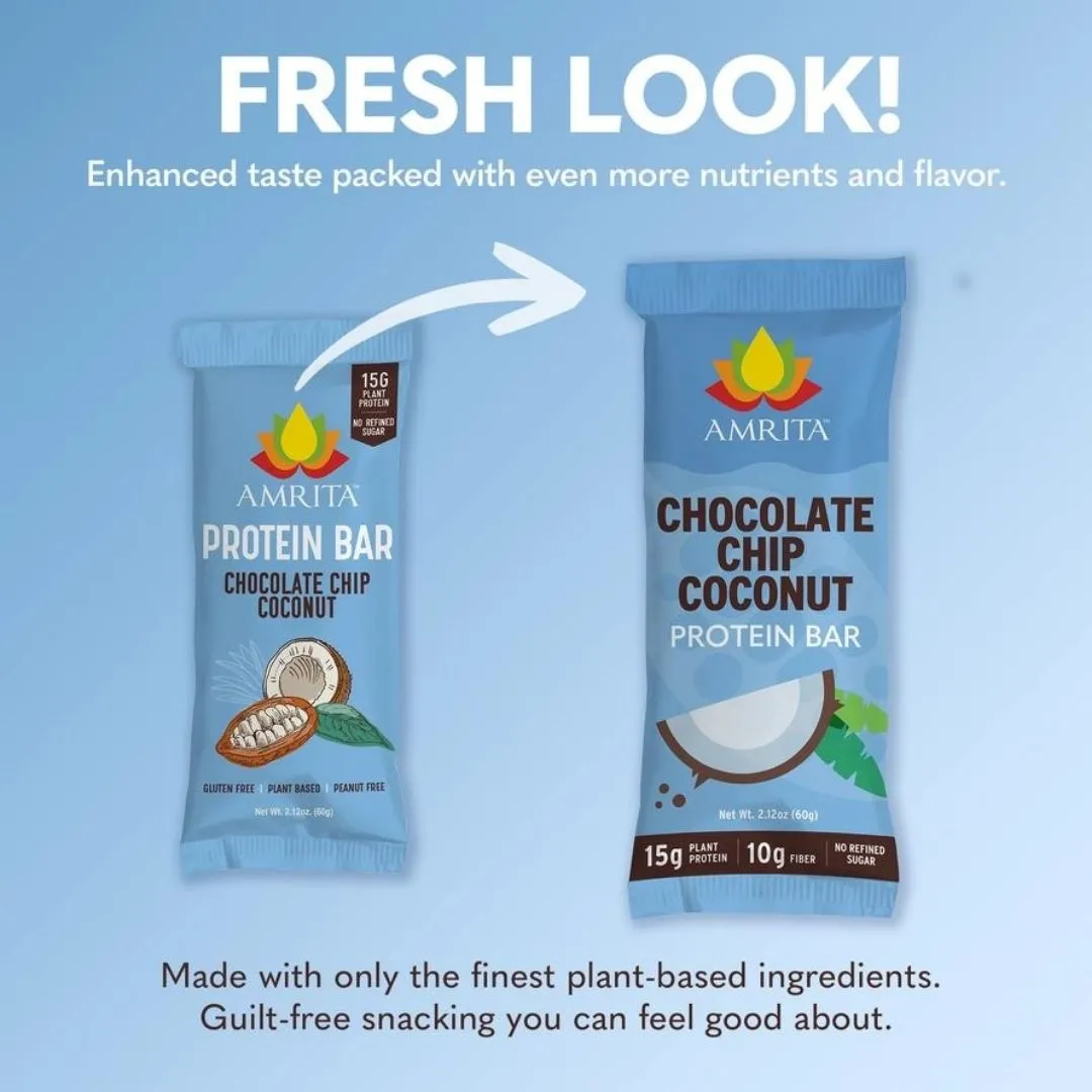 Chocolate Chip Coconut Protein Bars, High Fiber, Top 9 Allergen Free (12 bars)