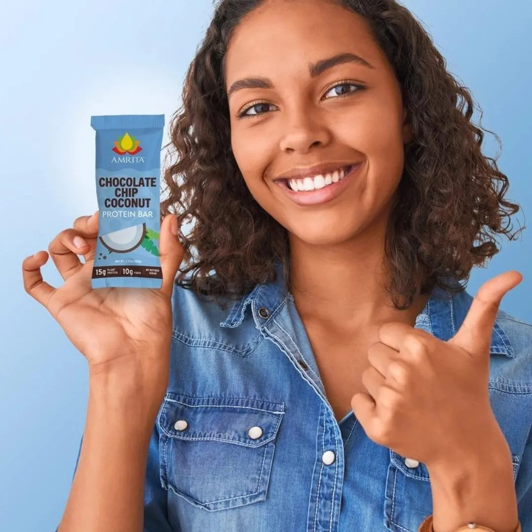 Chocolate Chip Coconut Protein Bars, High Fiber, Top 9 Allergen Free (12 bars)