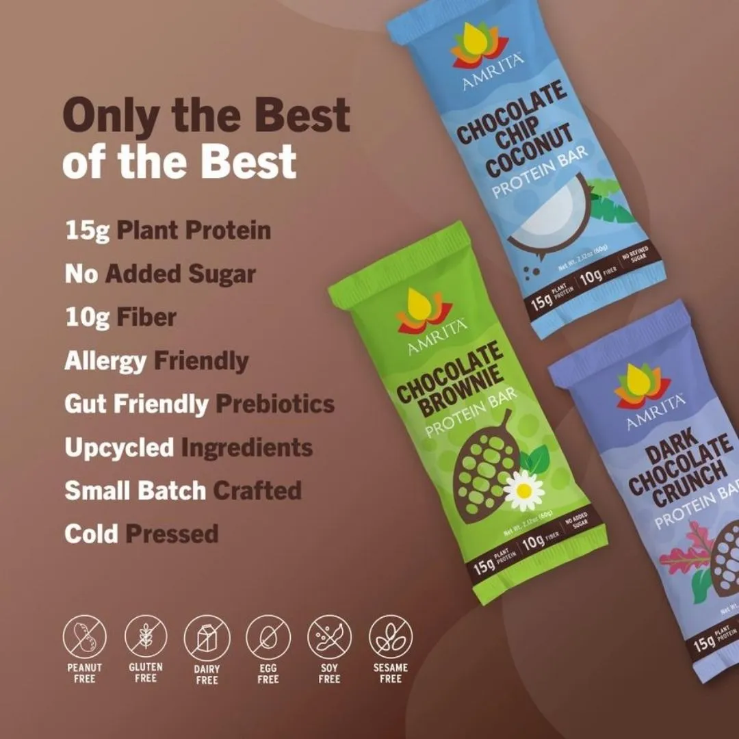 High Protein Bars - Chocolate Variety Pack, Top 9 Allergen Free, 3 Flavors (12 Bars) 